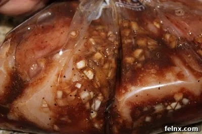 turkey marinating in a plastic bag