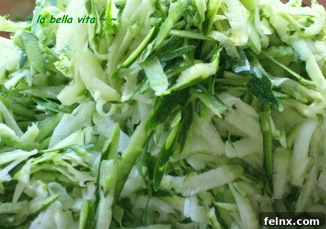 Fresh shredded zucchini