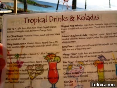 Tropical Cocktail Menu in Hawaii