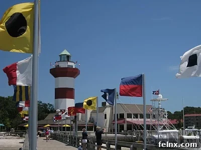 View of the Harbour Town Pier and surrounding coastline