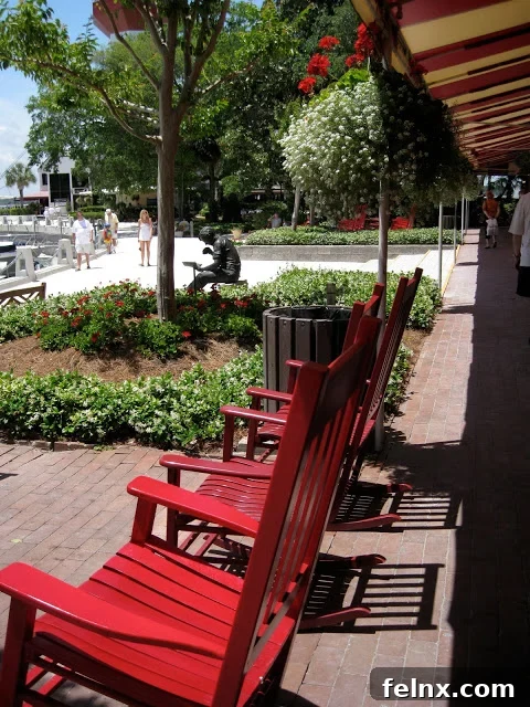 Relaxing in rocking chairs at the Harbour Town Marina