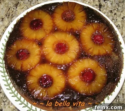 Close up of flipped cake