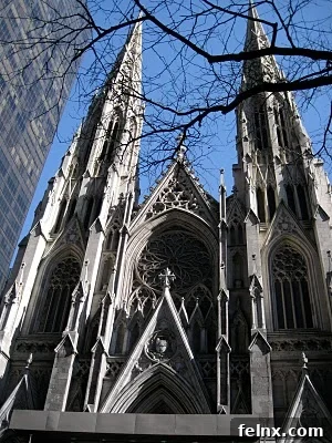 St. Patrick's Cathedral under a clear blue sky in New York City