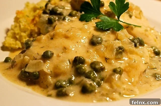 Gourmet chicken in lemon and caper sauce with fresh parsley