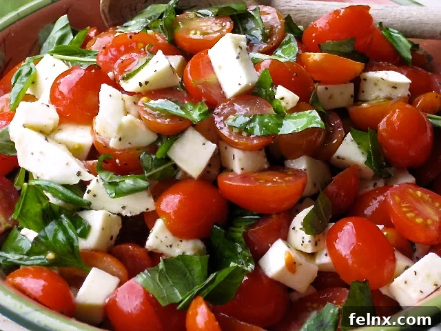 Caprese Salad with Grape Tomatoes, Mozzarella and Basil