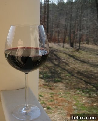 Glass of red wine for the cook