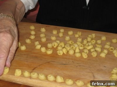 Beautifully shaped handmade tortellini