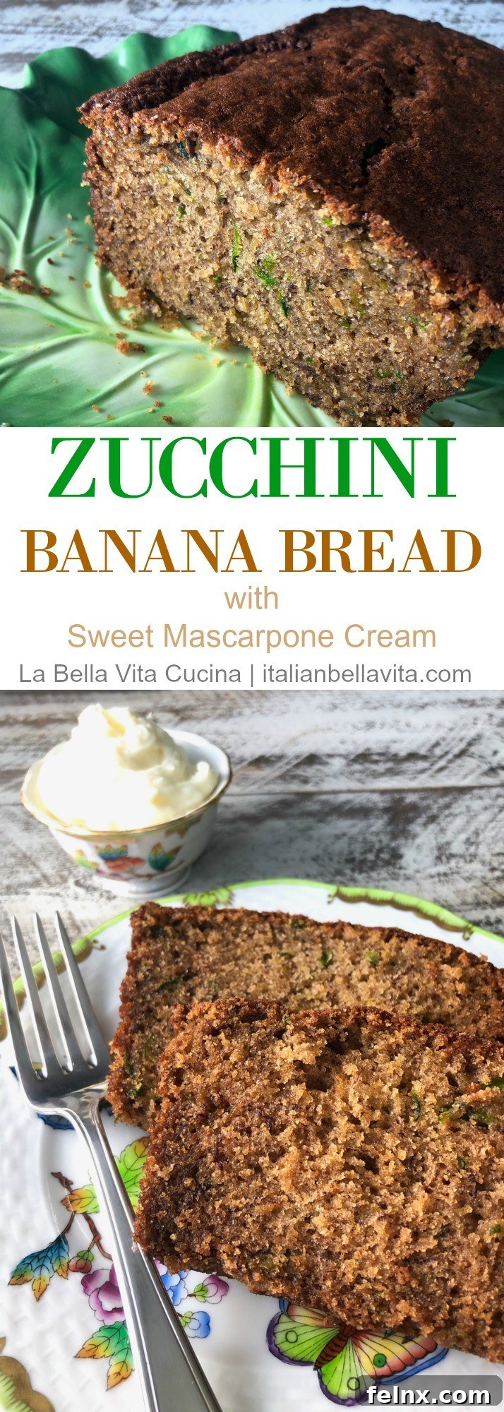 Zucchini Banana Bread vertical pin image