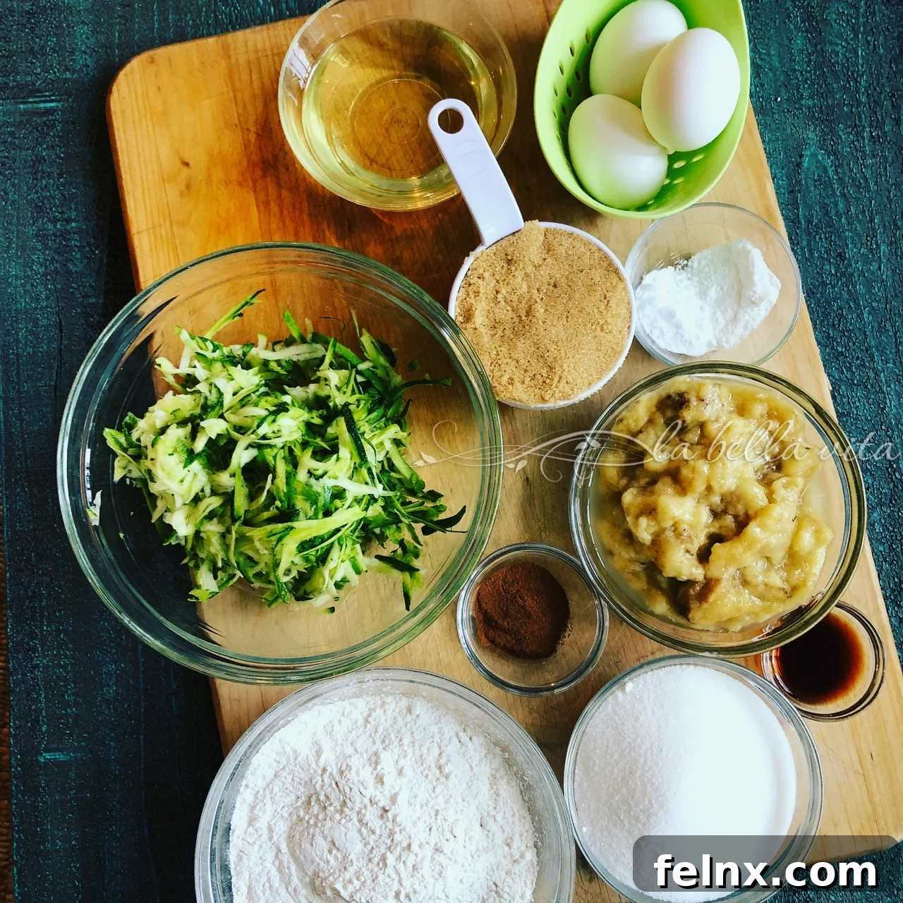 Ingredients measured and ready for baking