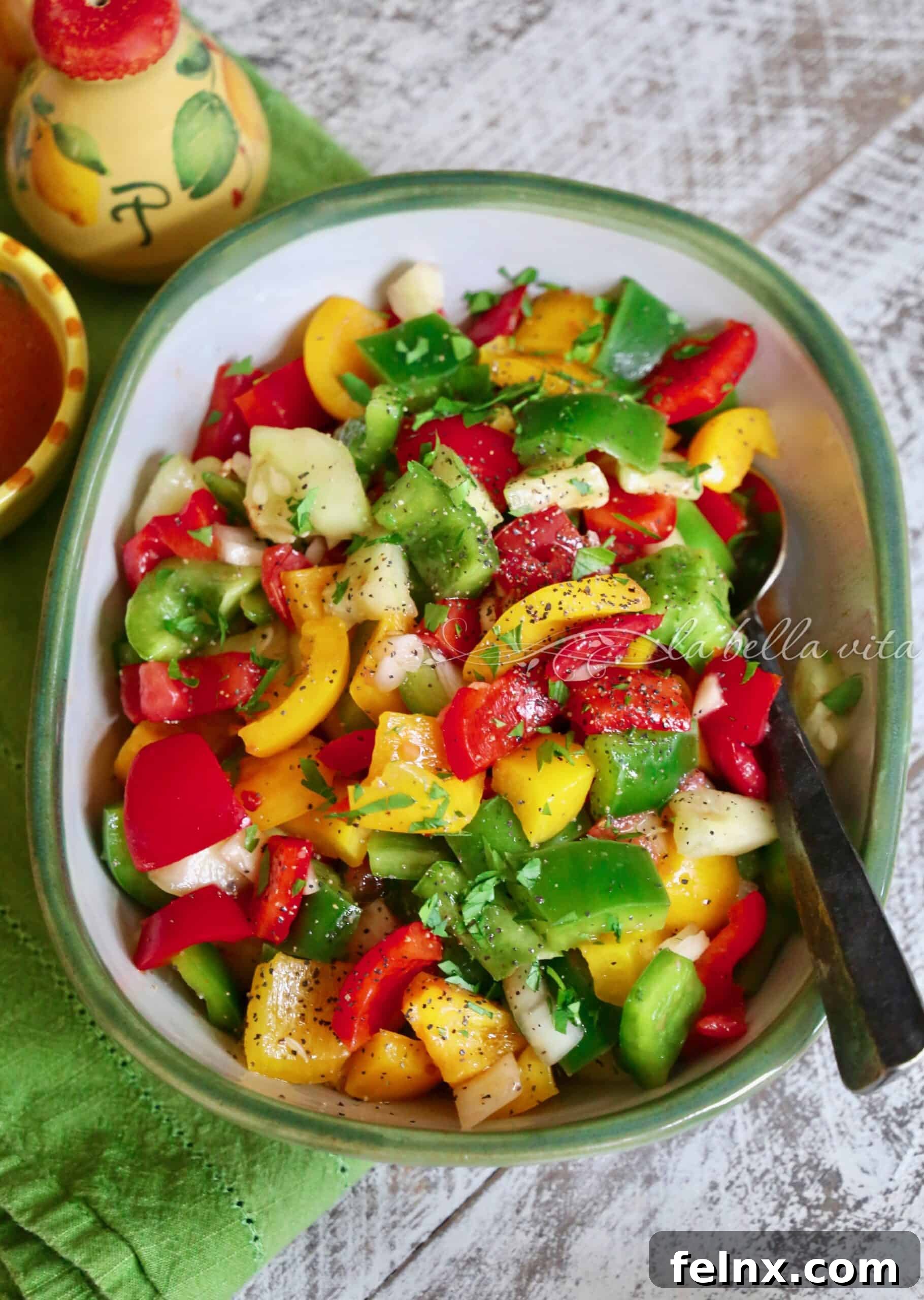 Close up of Italian Summer Vegetable Salad