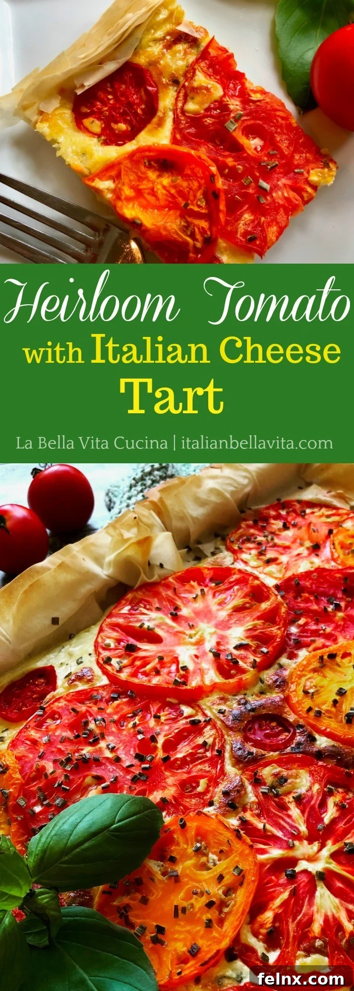 Heirloom Tomato and Italian Cheese Tart vertical