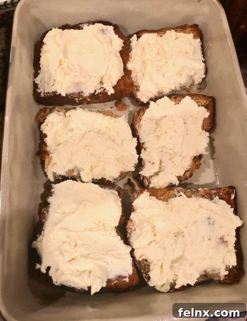 Spreading Mascarpone Cream on Bread