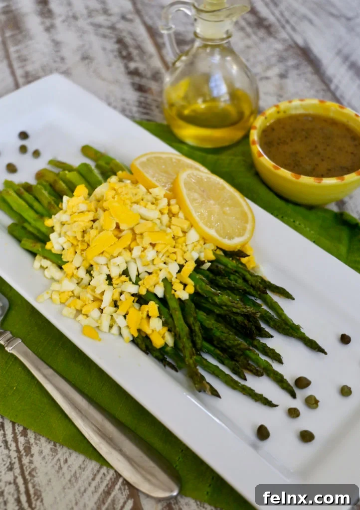 Asparagus Mimosa plating detail