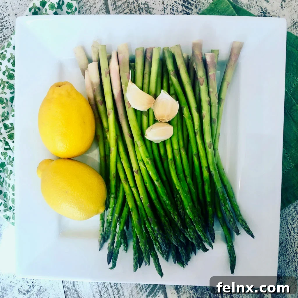 Fresh asparagus and lemons