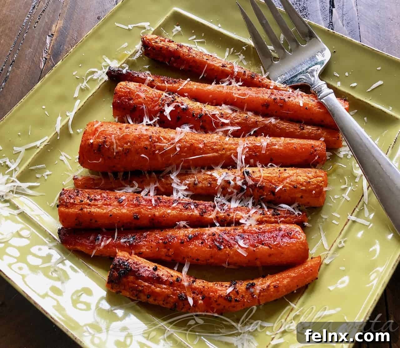 Roasted Parmesan Garlic Carrots close up