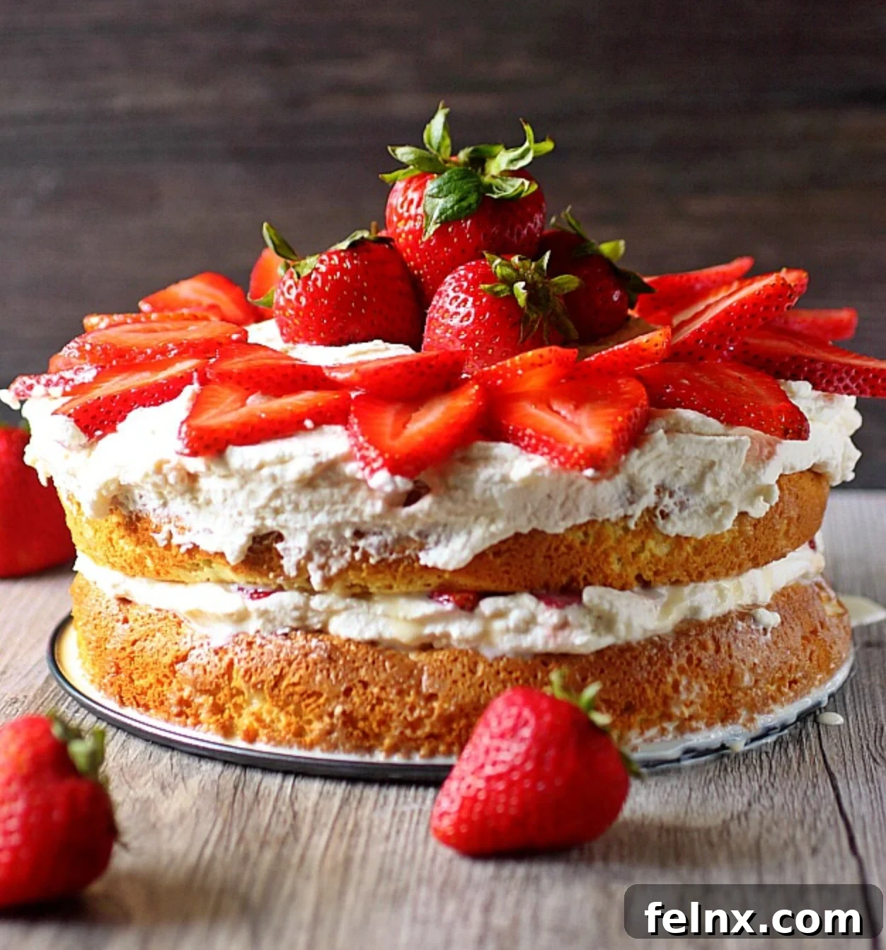 Strawberry Tres Leches Cake with fresh berries