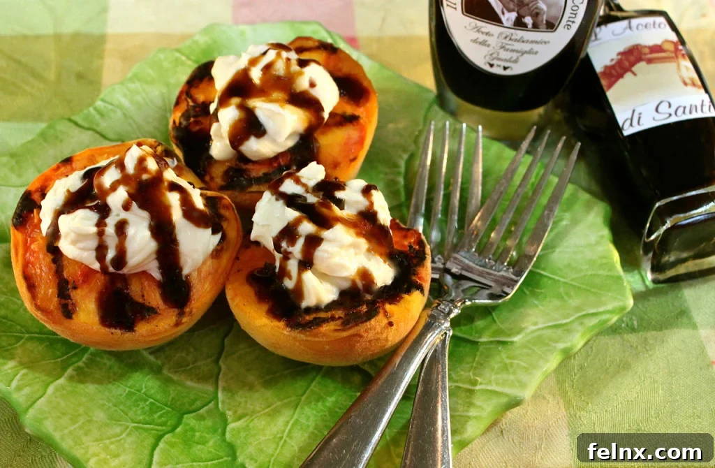 Grilled Peaches with Mascarpone and Balsamic Syrup