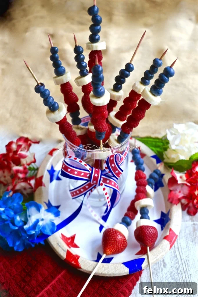Healthy Red White and Blue Fruit Kabobs for Kids