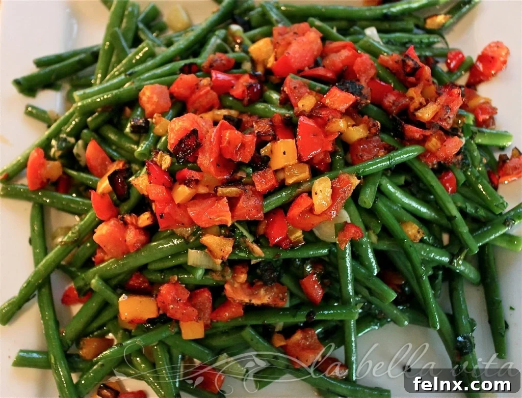 green bean salad with roasted peppers