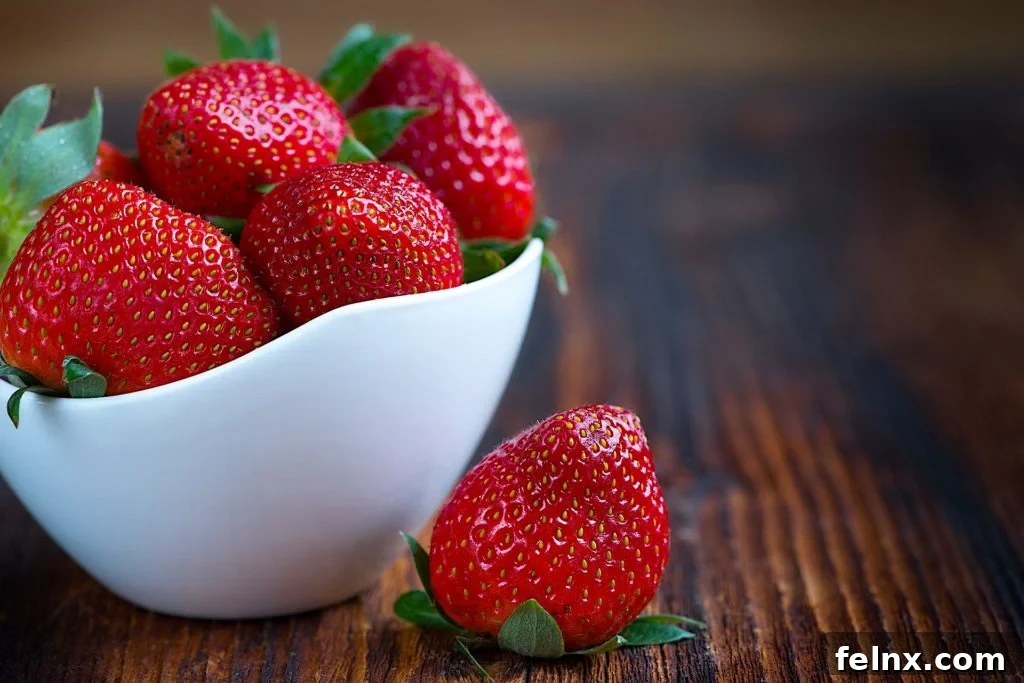 Freshly picked sweet strawberries