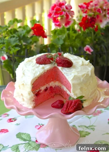 Strawberry layer cake with cream cheese icing