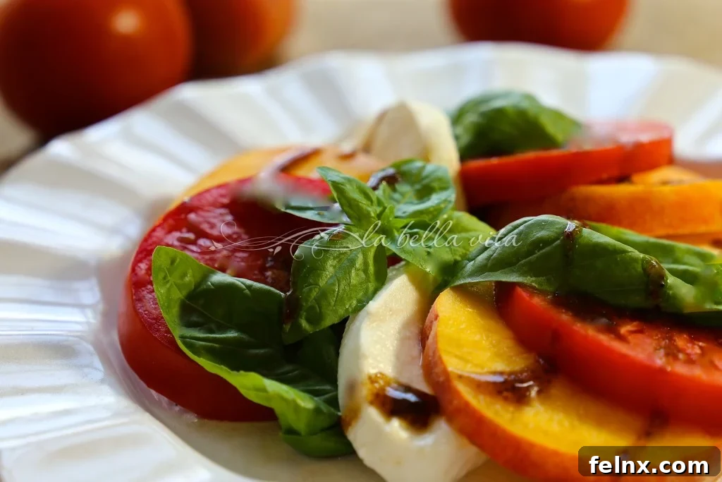 peach caprese salad with balsamic glaze
