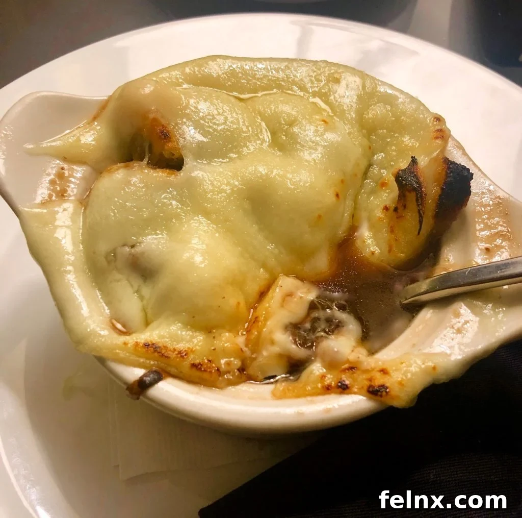 Warm French Onion soup with melted cheese