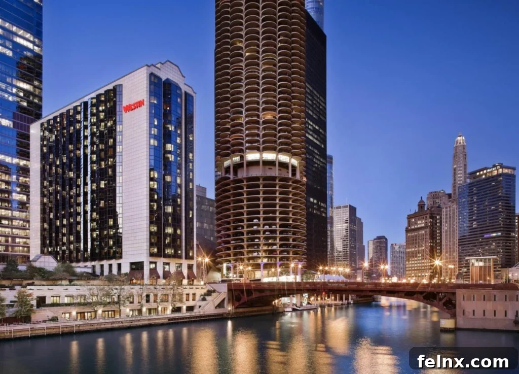 Luxury hotel room at the Westin Chicago