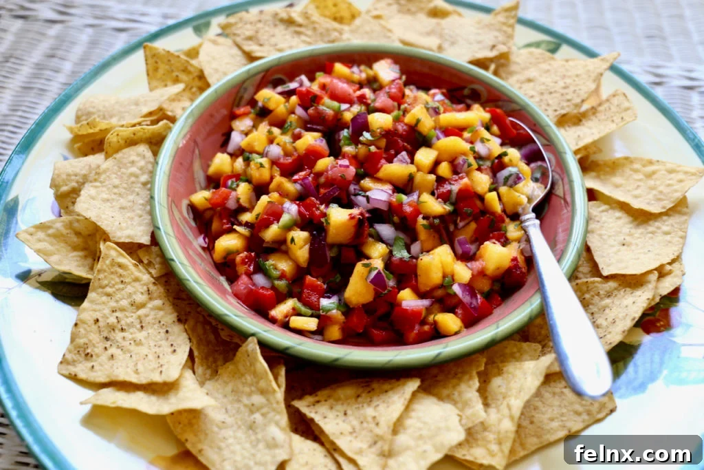 Homemade Peach Salsa in a bowl