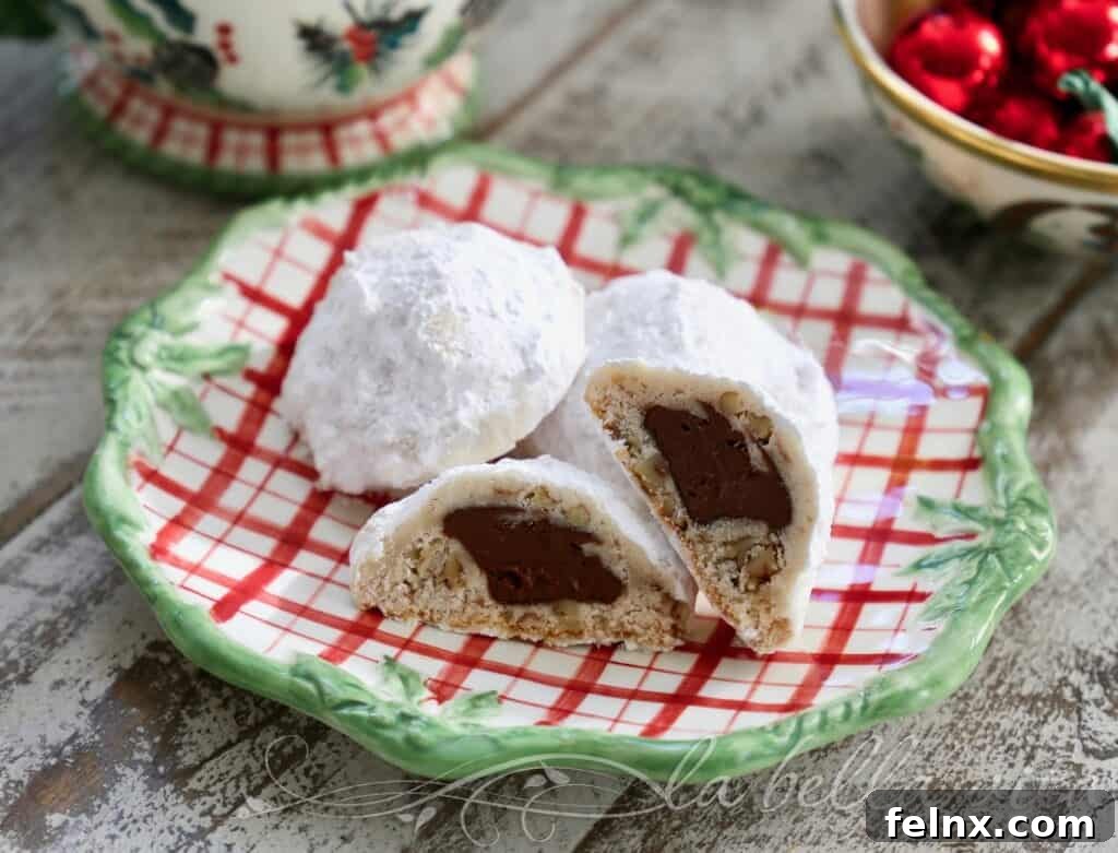 Nutella Stuffed Snowball Cookies