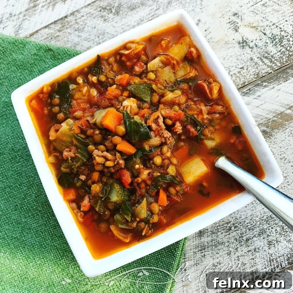Delicious Lentil Soup with Sausage and Herbs