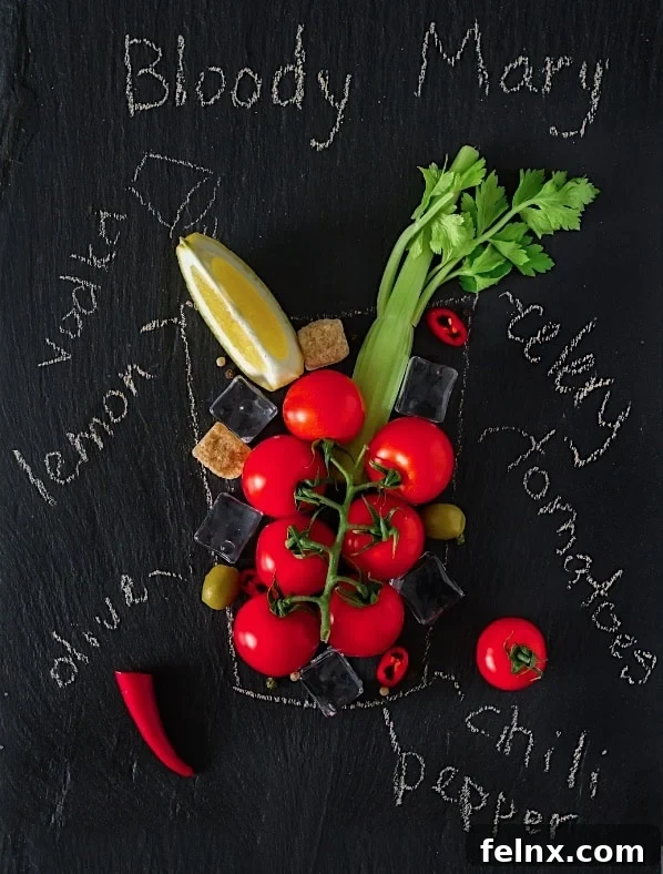 Variety of garnishes for Bloody Mary