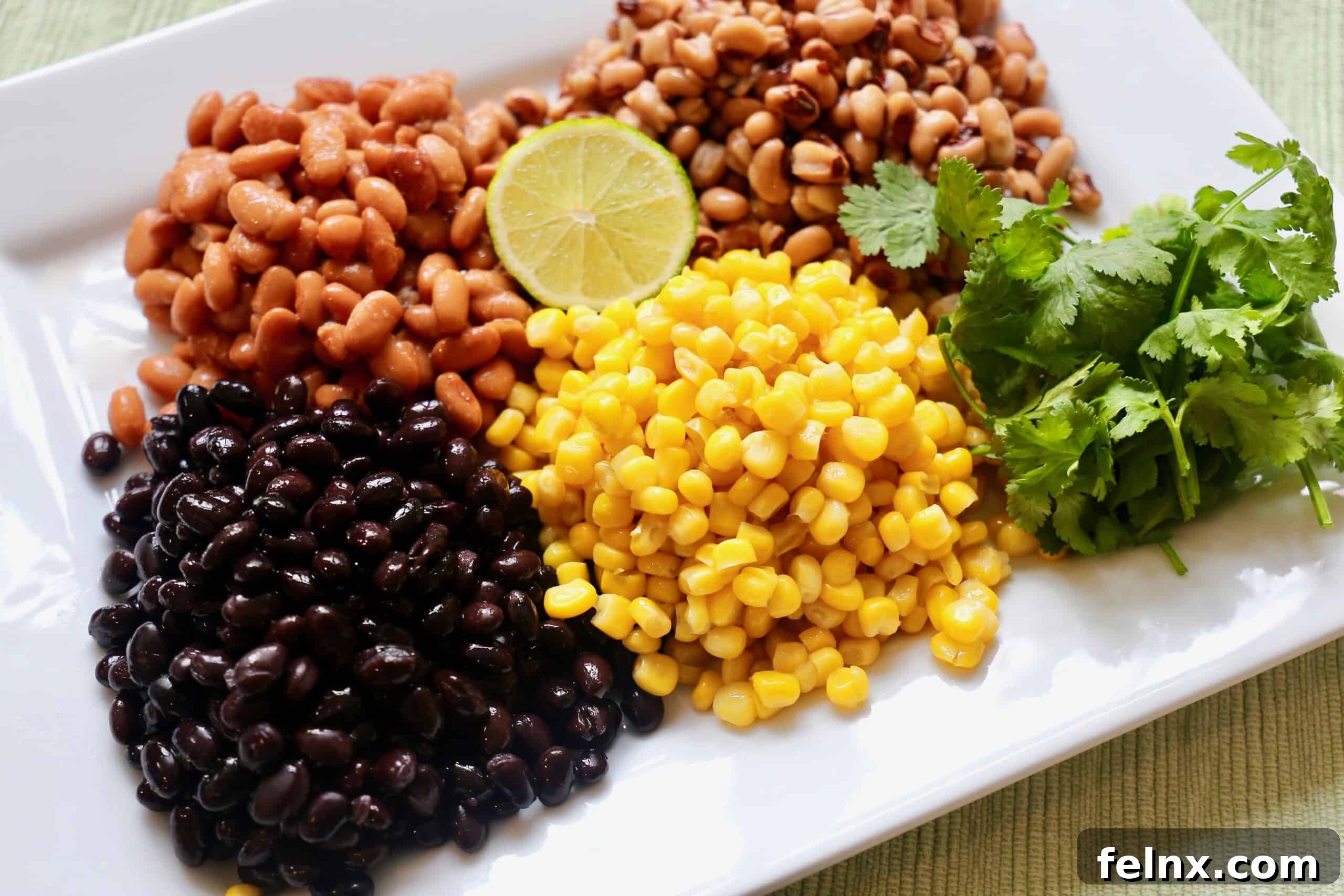 Rinsed beans in a colander ready for the salsa