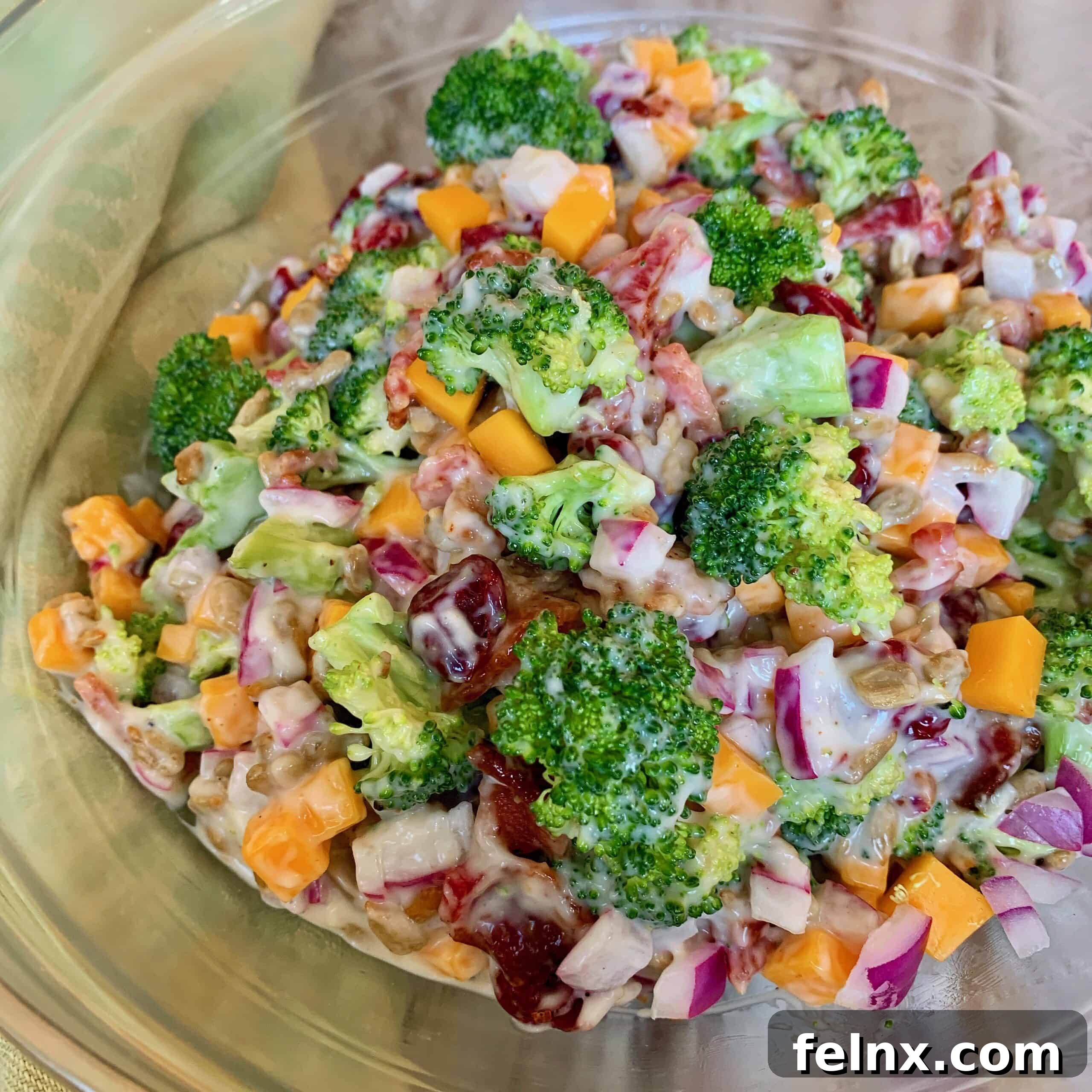 Homemade Creamy Broccoli Salad with Cranberries and Seeds