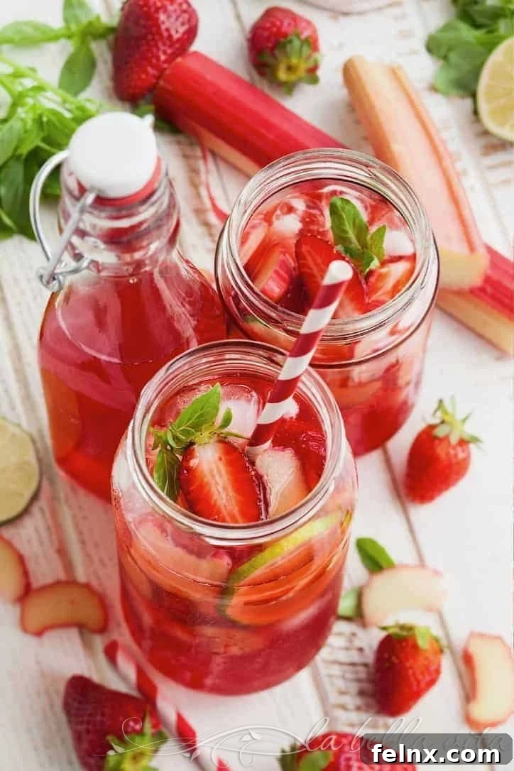 Strawberry Rhubarb Mojitos - A refreshing summer cocktail