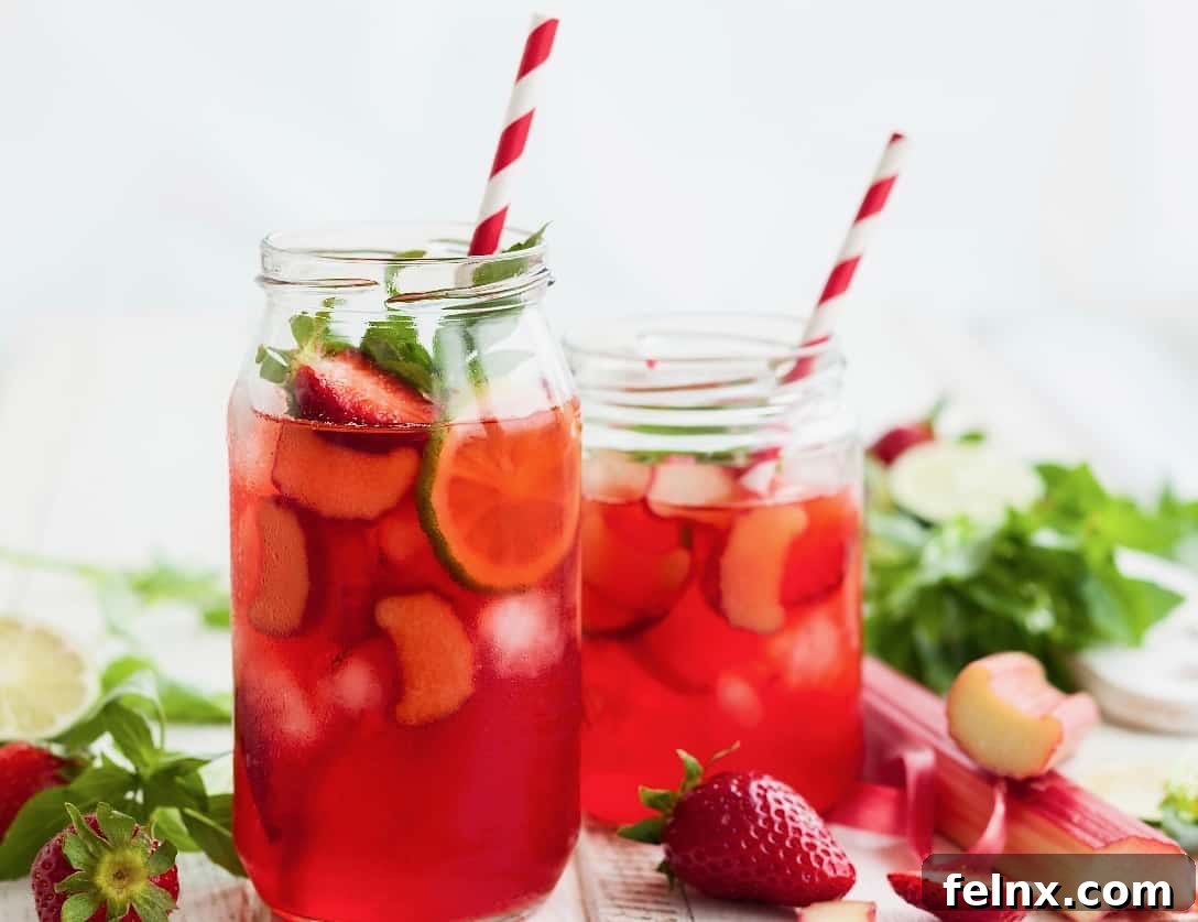 Strawberry Rhubarb Mojito close up