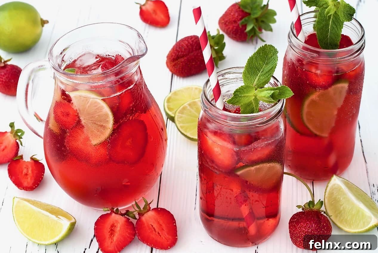 Two Strawberry Rhubarb Mojitos ready to serve