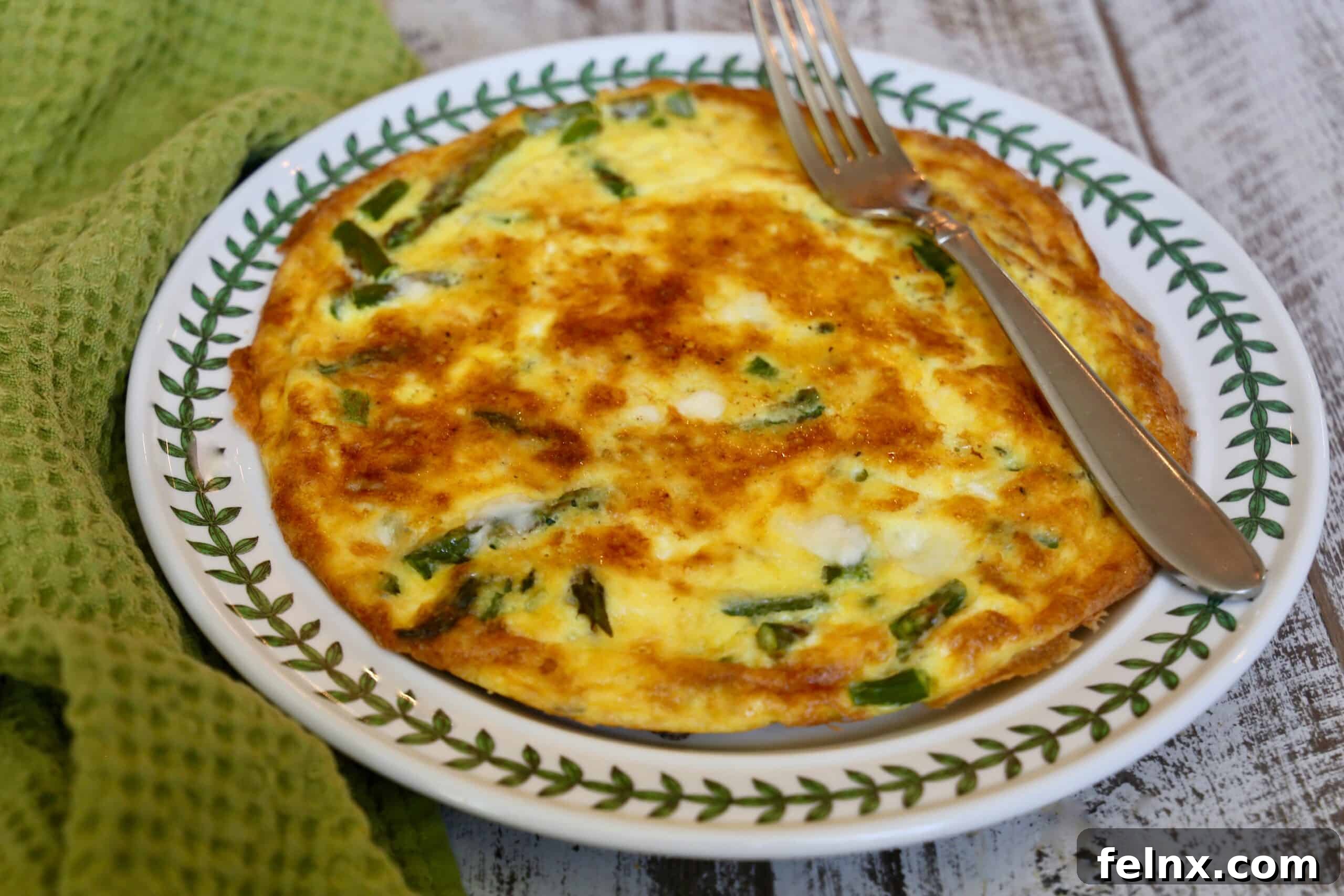 Delicious Homemade Frittata with Asparagus and Fontina Cheese