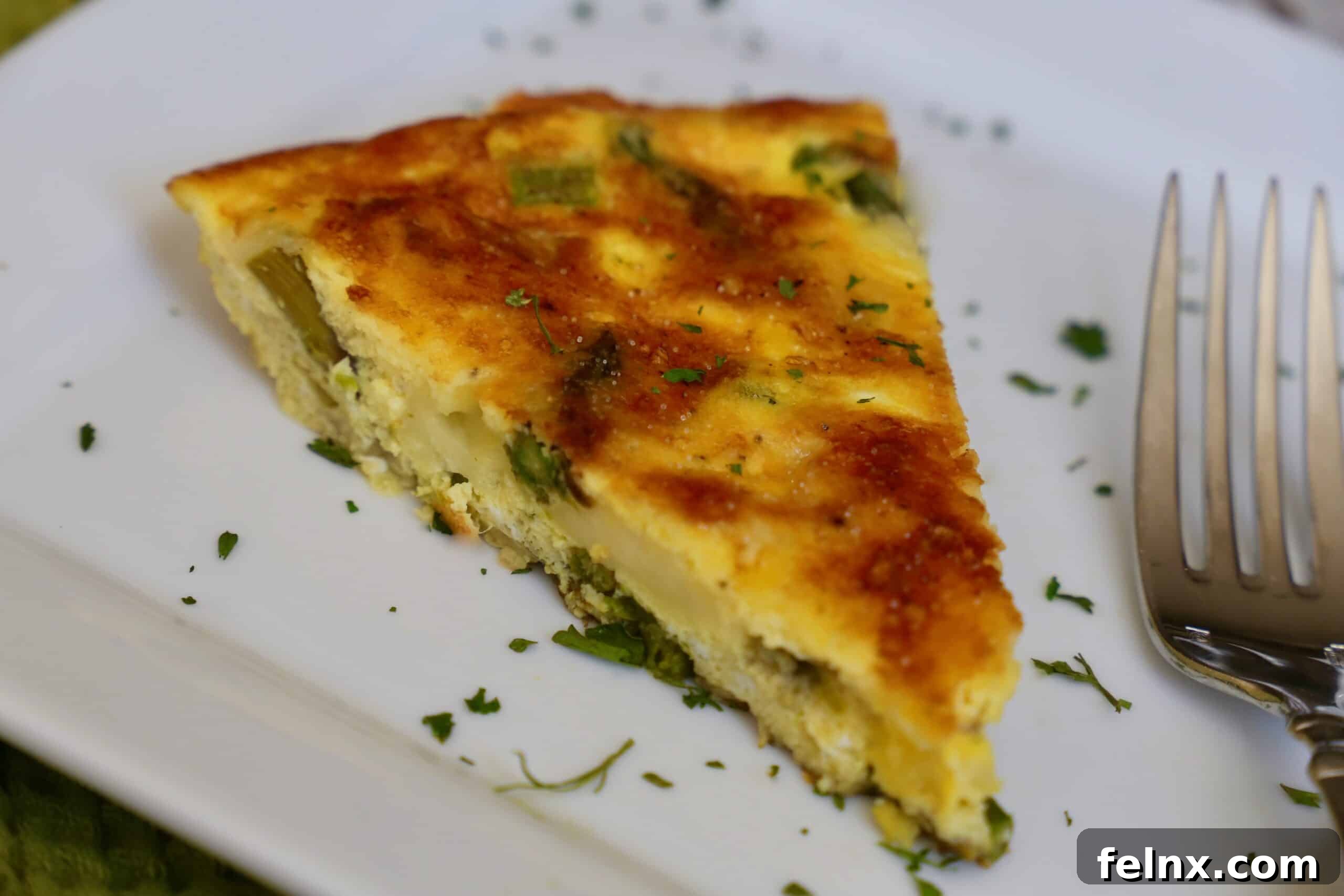 Golden Brown Asparagus Frittata in a Pan
