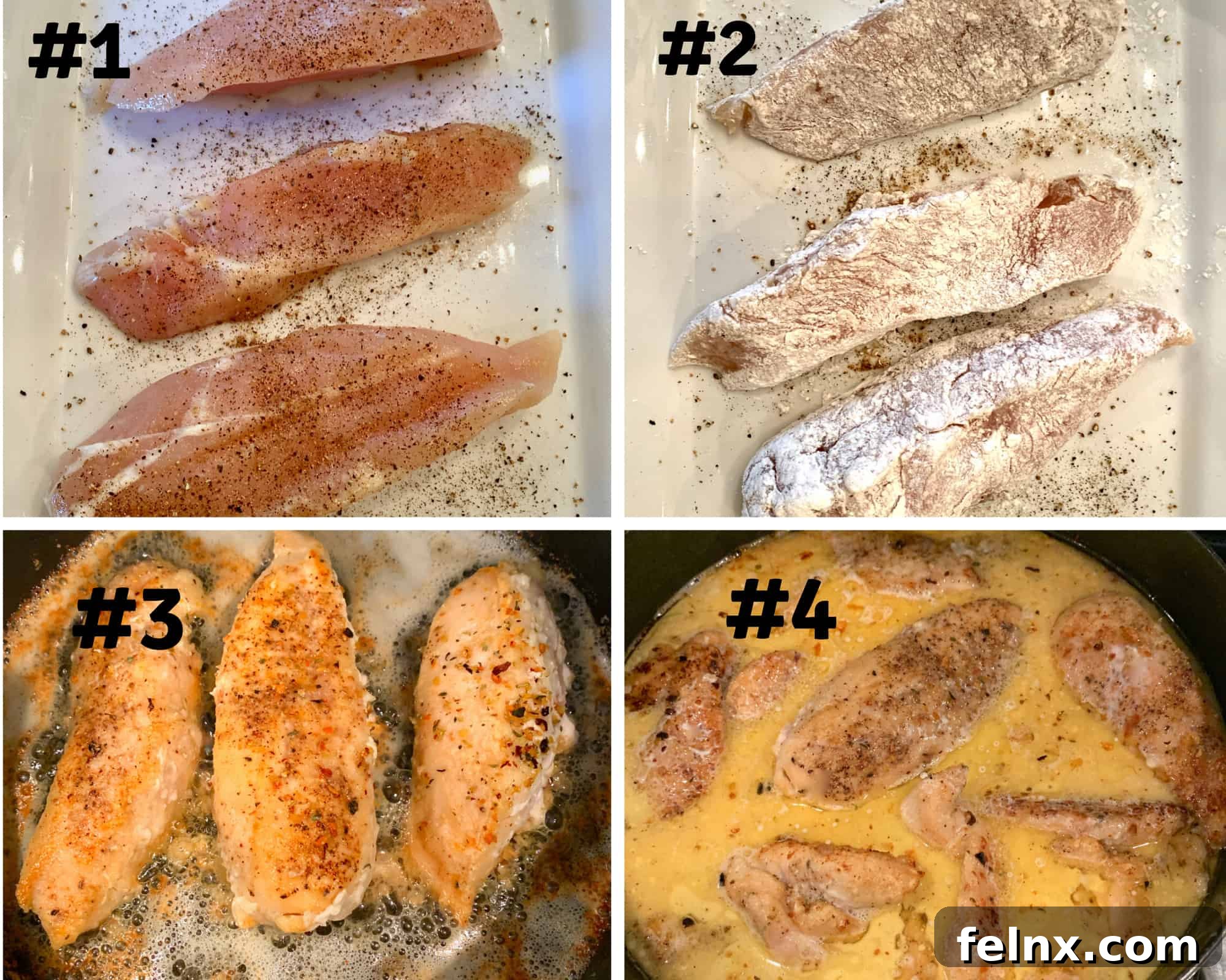 Ingredients being prepared for the creamy chicken sauce
