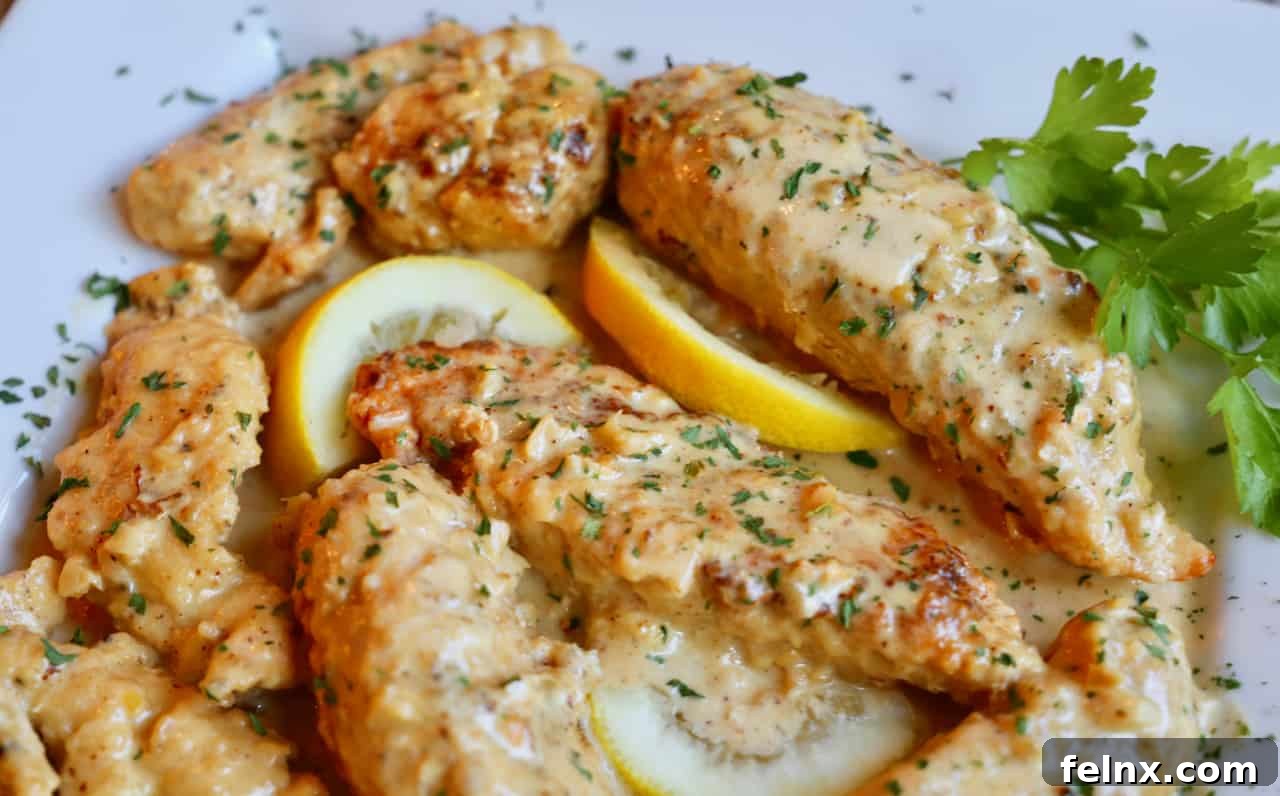 Completed Chicken in Creamy Sauce with garnish
