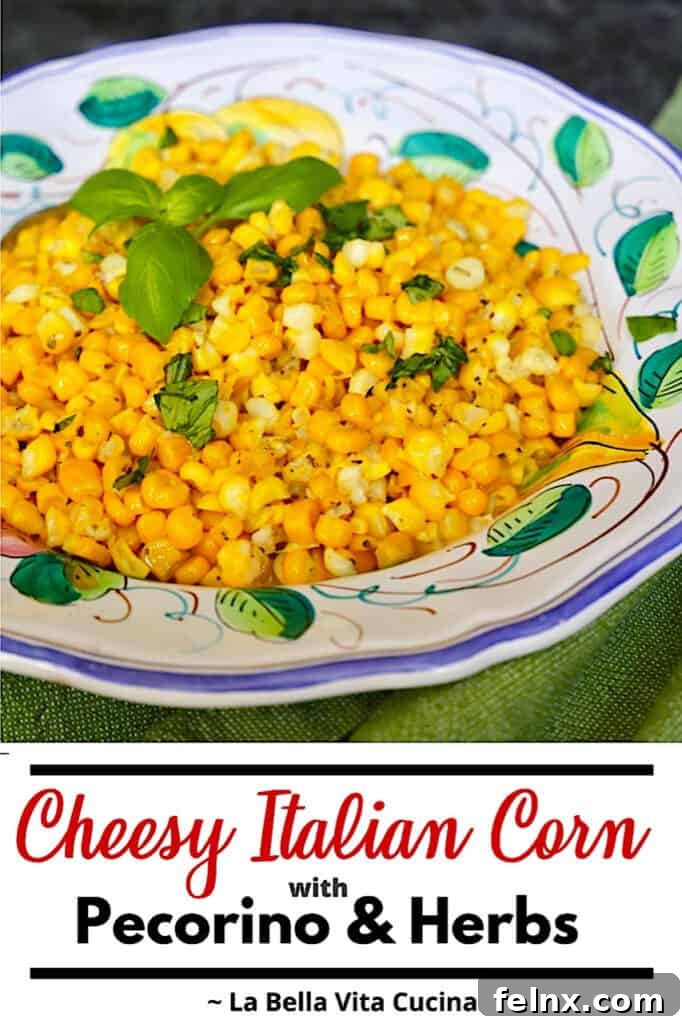 Final plated Cheesy Pecorino Corn