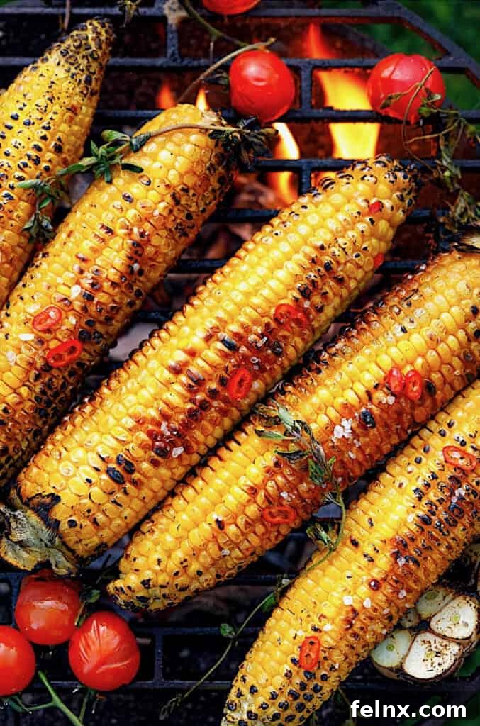 Corn being boiled in a large pot