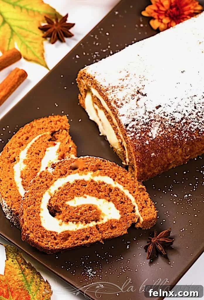 Step by step process of rolling a pumpkin cake