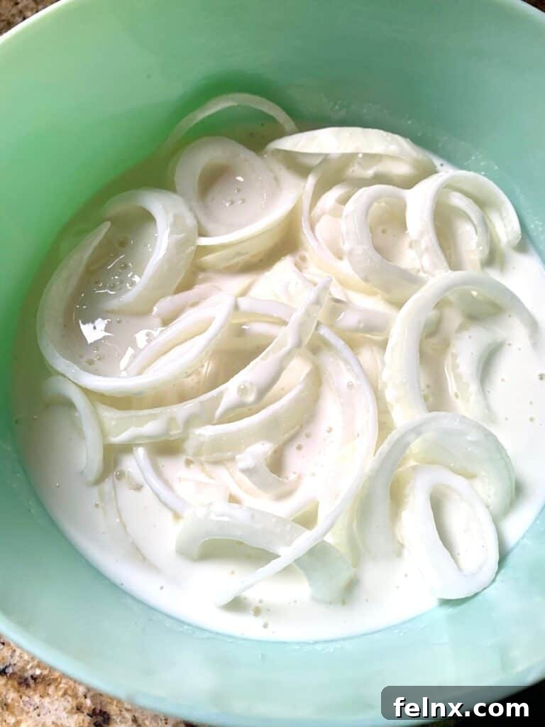 Onions Soaking in Buttermilk
