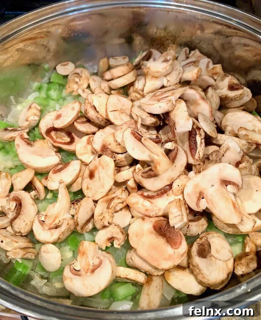 Sautéing mushrooms for tetrazzini sauce