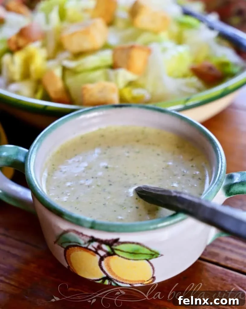 Homemade Caleco's Caesar Salad Dressing in a bowl