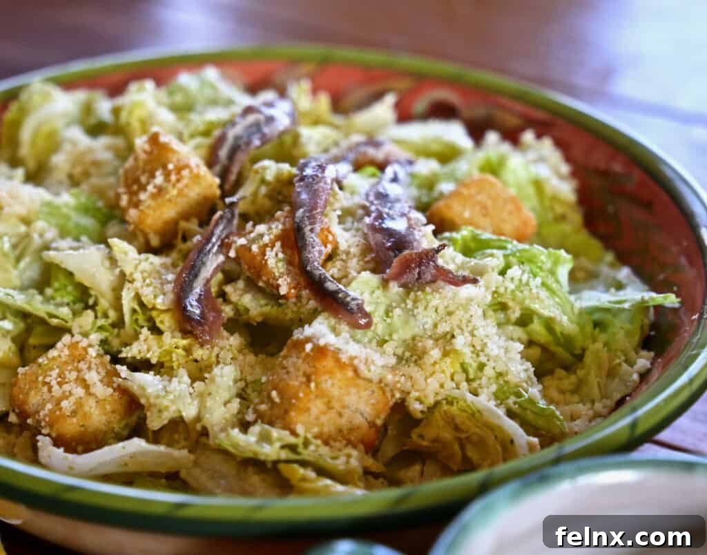 Finished Caesar Salad with Dressing