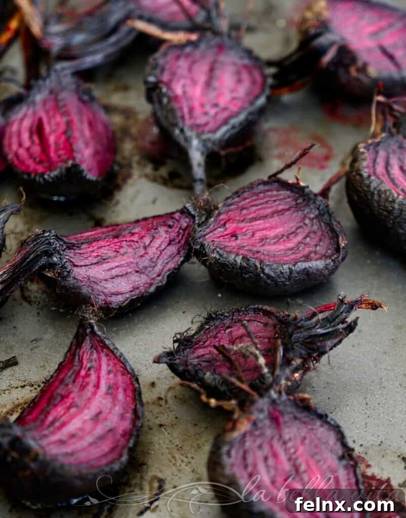 Detailed view of Roasted Balsamic Beet Salad with Gorgonzola