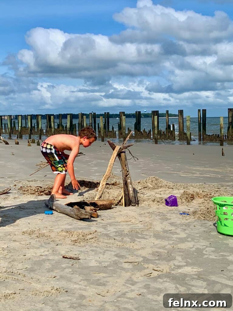 Grandson Digging Sand Pit